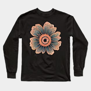 Dainty Peach and Light Blue Flower Long Sleeve T-Shirt